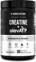 Jacked Factory Creatine + EleaATP - Creatine Monohydrate Powder for Muscle Growth, Increased Strength, Enhanced Energy Keluaran, dengan EleaATP untuk Energi Tersuapan & Endurance - 60 Servings, Unflashed