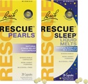 Stres & Sleep Bundle, Bach RESCUE Pearls, Natural Stress Relief [dan] RESCUE Sleap Liquid Melts, Natural Sleep Aid - 2- Pk, Homeoppathic Flower Essence