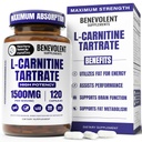 Benevolent L Carnitine Suplemen - Potency Tinggi 1500mg L- Carnitine Tartrat - Cepat Absorbing, Ubah Fat ke Energi, Dukung Otot Lean, Performance Kerja Boost & Metabolisme - 120 Vegan Capsules