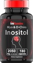 tnvitamin Inositol: 2.050mg - 180 Capsules 124; Inositol powder capsules for Women & Men 124; 40: 1 Rasio dari Myo-Inositol ke D-Chiro Inositol 124; Made in the USA!