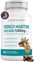 Perancis Maritim Pine Bark Extract 7000mg dengan 95% Proantocyandins untuk Circulation, Heart Health, Kulit, Dukungan Kognitive - 20: 1 Rasio & 180 Veggie Capsules - Non-GMO, Gluten- Free, Vegan-Friendly