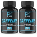 FXSUPPS Caffeine 200 mg Pill (2- Pack, 400 Kapsul) - Suplemen Energi Akting-Cepat untuk Pria dan Wanita; Alerensi Pasokan, Fungsi Fokus & Metabolic