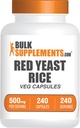 BulkSuplements.com Red Yeast Rice Kapsul - Red Yeast Rice Suplemen, Herbal Suplemen - Vegan, 1 Capsule per Serving, 240 Veg Capsules (Paket 1)