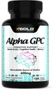 Alpha GPC Chooline 600mg, 99% Pure Nootropic Suplement, 120 Veggie Capsules, Cognitive Enhancer for Memory, Brain Health & Focus