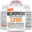 Suplemen Dukungan Neuropathy dengan 1200 mg HP-99 Alpha Lipoic Acid - Max Power ALA Nermula Formula untuk Jari Tangan Feet - Ultra Mampu 18 dalam 1 Natural Periferal Nerve Vitamin - 180 Capsules