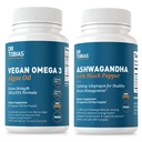 Dr. Tobias Vegan Omega 3 Algae Oil dan Ashwagandha Capsules, Supports Resilience, Immune Health, dan Overall Wellness, Non-GMO, Vegan