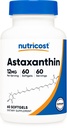 Nutricost Astaxanthin 12mg, 60 Softgels - Non-GMO dan Gluten Free (2 Pasokan Bulan)