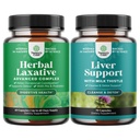 Bundle of Herbal Laxative Kapsules with Propoles and Liver Cleanse Detox & Repair Formula - Natural Colon Detox Digetical Support System - Herbal Liver Supppport Suppplemen Milk Thistle