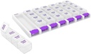 EZY DOSE Weekly (7 Day) 4 kali sehari, Push Button Pill Organizer dan Pill Planner Vitamin, Pilbox Harian yang dilepaskan, Purple, Clear Lids, Small