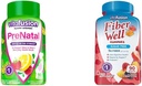 Vitation PreNatal Gummy Vitamin, Raspberry Lemonade Flavored, Pregnancy Vitamin for Women & Fiber Well Sugar Free Fiber Suplemen, Peach, Strawberry dan BlackBerry Flavored