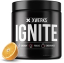 Xwerks Ignite Orange Pre Workout Powder, Natural Keto Pre Workout for Women with Explosive Energy, Gluten Free Blend for Endurance and Stammina, 150mg Caffeine, 30 Servings