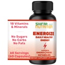 Energi NUTRITION SHIFAA, Vitamin Energi Harian Alami: 124; Jitter- Bebas, 60 Servings Aver4; Pendukung Fokus, Mood, Otak, Metabolisme 124; w / Caffeine & Taurine, B1, B2, B5, B6, B7, B9, B12 Halal Vitamin