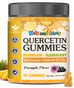 Quercetin dengan Bromelain Gummies for Kids & Dewas - Imune & Seasonal Wellness Support, 800mg Quercetin Gummies dengan Bromelain, Zinc, Elderberry, Vitamin C & D3 - Sugar Free, Pineapple Flavor, 60 Ct