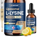 Lipomal L-lysine 1000MG Liquid Drops, 13- 1 Lysine Suplemen - Monolaurin, Zaitun Leaf Ekstraksi dengan Vitamin C, B6, B12 & Zinc untuk Collagen, Kulit & Imune Dukungan untuk Anak-anak & Dewasa, 2oz