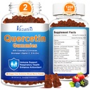 2 Pack Quercetin dengan Bromelain Gummies, Quercetin dengan Vitamin C Zinc & Elderberry untuk Imune System & Allergy, Chelable & Vegan Gummies, Mixed Berry Flavor 120 Cts