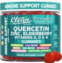 Clean Quercetin Elderberry Immune Support Gumnium Selenium Olive Leaf V2 D3 A Bromelain Goji Berry Sea Moss Echinacea Astragalus Olive Leaf Immunity Suplemen Gummy Vitamin