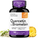 Quercetin dengan Bromelain Vegetarian Suplemen Kapsul 124; 120 Count (1000mg Per Serving 2400 GDU / g) Asa 124; Supports Heallear Ammune System, Helping With Seasonal Allergy Support Alag4; High Absorpsi Antioksidant