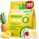 Glucosamin Chondroitin Gummies, 4200mg Ekstra Supplemen Glucosamin Chondroitin dengan MSM & Elderberry untuk Kesehatan Gabungan, Fleksibilitas, Dukungan Ammune untuk Dewasa, Pria & Perempuan, 180 Cacah
