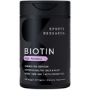 Penelitian Olahraga ® Biotin 2.500mcg dengan Oil Organik Coconut - Biotin (Vitamin B7) untuk Dukungan Kulit dan Rambut Sehat * - untuk Perempuan dan Pria - Vegan, Non- GMO, Gluten & Soy- Free - 120 Veggie Softgels