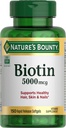 Nature 's Bounty Biotin, Supports Metabolisme for Cellular Energy and Healthy Hair, Skin, and Nails, 5000 mcg, 150 Softgels