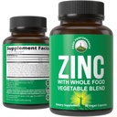 Vegan Zinc Suplemen dengan Vitamin C + Whole Food Blend dari 25 Vegetables dan Buah untuk Max Absorpsi. Suplemen Zinc 30mg Kapsul, Pil, Tablet, Vitamin untuk Orang Dewasa Baik Pria dan Wanita