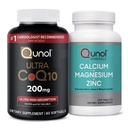 Qunul CoQ10 200mg Softgels, Suplemen Penyerangan Tinggi Ultra Koenzim Q10 - Persediaan 2 Bulan - 60 Count Magnesium 3 dalam 1 Tablet dengan Kalsium, Magnesium & Zinc, 270 Cacah