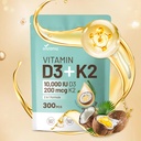 VivoNu Vitamin D3 K2 100000 IU dengan MK7- 300 Virgin Coconut Oil Softgels, 2 dalam 1 Vitamin D & K Kompleks 124; Vitamin D3 con K2 (1Bag)