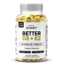 Penyelesaian Lautan Lebih Baik D3 + K2-100% VIT Organik D3 dan K2 Suplemen dengan Maksimum Biovavabilitas - Mendukung Density Tulang, Keseimbangan Kalsium, Keimbangannya & Mood