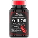 Antartika Krill Oil 1000mg - 120 Softgels dengan Astaxanthin 124; 1000mg Merah Krill Oil, 200 mg Phosphopids, 120 mg EPA, 80 mg DHA, 200 mcg Astaxanthin 124; powerman & Pure Omega- 3 Cold Water Antartika.