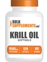 Tambahan BulkSuplements.com Krill Oil 100mg Softgels - Antartika Krill Oil Suplement - Omega 3 Suplemen, DHA Tambahan - Gluten Bebas, 2 Softgels per Serving, 120 Cacah (Paket 1)