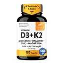 Sandhu 's Vitamin D3 K2 Magnesium 5000 IU, 120mcg K2 Capsules 120 Count (Paket 1) 124; dengan VIT B6, Zinc & Quercetin 124; D3K2 Superior Absorpsi, Energy, Imune, Muscle Health for Men & Women
