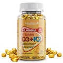 Plant-Based D3 K2 Vitamin 10.000 IU w / Virgin Coconut MCT Minyak - 200 mcg MK7 Vitamin K2, Non- GMO untuk absorpsi Ultimate - Bone, Imune & Heart Health - Mudah untuk Swallow D & K Suffels - 250 Softgel