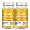 M inch Vitamin D3 K2 Gummies, Vitamin D3 1000IU, K2 (MK-7) 200mcg, 6- 1 Vitamin D3 con K2 Supplemen -3 untuk Perempuan dan Pria - Bones, Teeth & Imune Dukungan, Sugar Free, 2 Pack