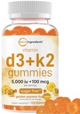 Mikro Ingrediens Vitamin D3 K2 Gummies, 120 Count 124; 5.000 IU Vitamin D + 100 mcg K2 MK-7 14; Bone, Imune & Heart Suplemen 124; Sugar Free Passion Fruce Fruvor 124; Non-GMO, Gluten Free