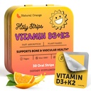 Vitamin D3 K2 Suplement 5000 IU - Fast- Absorbing Oral Strips for Bone & Heart Health - Vitamin D K2 Plant - Based Formula - D3K2 - Highdency Vitamin D3 con K2- Non GMO - Sugar- Free (30 Count)