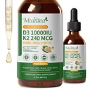 2 Pack Organik Vitamin D3 K2 Liquid 10000 IU w / Vegan Omega-3 & Coconut MCT Oil - Maximum Kekuatan Vitamin D Suplemen, Tidak Ada, Non-GMO K2 sebagai MK7 untuk Bones, Muscles & High Absorption- 2 Fl Oz