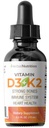 Herbal Nutrition Organic Vitamin D3 K2 Drops - 5000 IU D3 + 63mcg MK7 K2 - 270 Servings, Vegan, Suplemen Liquid - Bone, Heart, Immune & Mood Dukungan - Peppermint Flavor