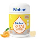 Biobor Vitamin D3 K2 Gummies dengan Calcium, 2000 IU D3 & 200 mcg K2 (MK-7) & 200 mg Calcium, Tanpa Gula Ditambahkan, Supports Healthy Bones & Imune Health, Gluten Free, GMO Free, Yellow Peach, 60 Count
