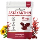 Astaxanthin 12mg, Premium Astaxanthin Antioxidant Suplemen, Supports Eye, Skin, Imune, Internal Circulation, Fresh Microalgae Softgae Softgee Softges Softels, Triple, Non- GMO, 4 Bulan Suply, 120