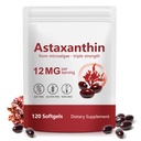 Suplemen Atxanthin 12mg 120 Softgels, Premium Astaxanthin Antioxidant Suplement, Pendukung Mata, Kulit, Gabungan, Otak, Hati & Imune Sistem Kesehatan, Sumber Mikrogalgae Baru, Non-GMO & No Gluten