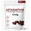 Astaxanthin 12mg, Premium Astaxanthin Antioxidant Suffilication Activity, Suffects Eye, Imune, Skin Health, Internal Circulation- 240 Softgeels