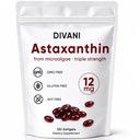 DIVANI Astaxanthin 12mg, Antioksidant Suplement for Daily Wellness, Imune, Eye & Skin Dukung, Non-GMO, Gluten Free - 120 Softgeels