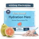 Feel Goods Hydration Hero, 1.000mg Electrolytes powder, Sugar Free, Magnesium, Organic Aloe, Organic Aloe, L Theanine, Vitamin C & B12, Non GMO, Keto, Vegan 124; Guava Fresca, 30 Servings