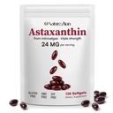O NATUR. suplemen ZIRAN Astaxanthin 24mg, Suplemen Antioksidan, Dukungan untuk Mata & Bersama & Skin Kesehatan 124; 4 Bulan Suply 124; 120 Softgels