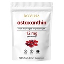 Rovina Astaxanthin 12mg Softgeels AfforAlami Antioksidant untuk mendukung Konservasi Mata, Skin Vitalitas & Imune Kesehatan Gluten Bebas 120 Grains
