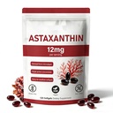 Premium Astaxanthin 12mg, Suplemen Antioksidan Natural, Sumber Microalgae Segar, Non- GMO & No Gluten, 12mg -120 Suftgels, Persediaan Bulan 4