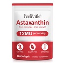 Suplemen Premium Astaxanthin 12mg 120 Softgels, Suffels Astaxanthin Antioksidant Suplement for Eye, Skin, Joint, Brain, Fresh Micralgae Sofels Sofeles for Heart & Imune System Health