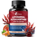 Suplemen Lipomal Astaxanthin 24mg dengan Lycopene for Eye, Skin & Ammune Health, 10- 1 Max Power Astaxanthin Antioksidant Supplemen, Fresh Mikrogalgae Softgee Sumber, NON-GMO, 120 Softgels