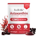 Suplemen Astaxanthin, Premium Astaxanthin 12mg Antioksidant Activity, Supports Eye, Gabungan, Imune, Skin Health, Seculasi Internal, 1120 Softgeels), Non-GMO & No Gluten