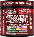 Bersihkan Nutra Astaxanthin 12mg Lycopene Suplemen dengan Vitamin A C D3 E, L-Tyrosine, Selenium, Flax, Grape Benih, Gotu Kola, Amla, Black Pepper, 90 Complex Vegsules Capsules